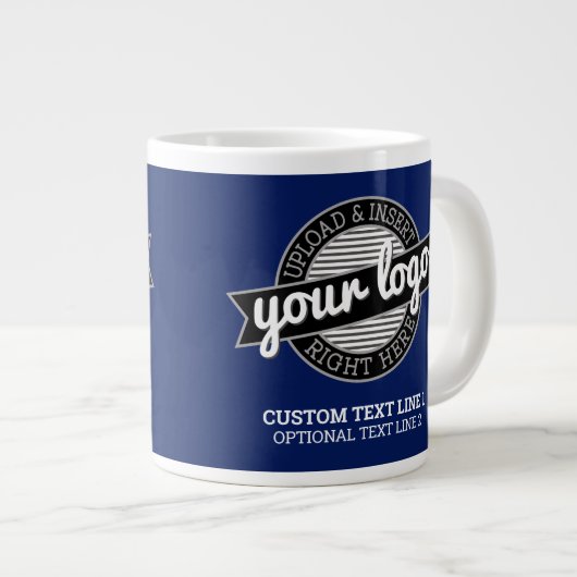 ロゴの追加ビジネスプロフェッショナル モダン ミニマル ジャンボコーヒーマグカップ (正面右)