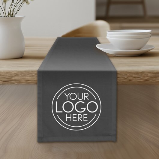 ロゴの追加ビジネスモダンミニマリスト – 黒 ショートテーブルランナー