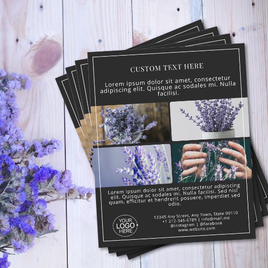 ロゴの追加フォトグリッドのコラージブラックプロモーション チラシ