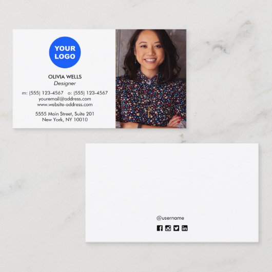 ロゴの追加フォトプロフェッショナル名刺 名刺 (正面/裏面)