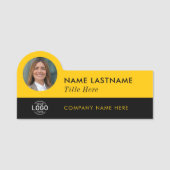 ロゴの追加フォトID Bright Yellow Black Business 名札 (正面)