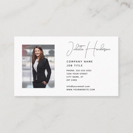 ロゴの追加フォトQRホワイトシンプルプロフェッショナル 名刺 (正面)