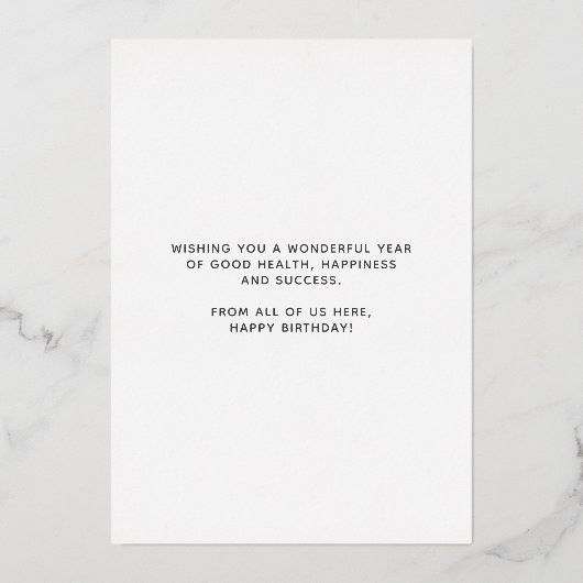 ロゴの追加フォーク花ビジネス海軍ゴールドフォイルカード 箔招待状 (裏面)