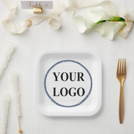 ロゴの追加ブライダルシャワープレート赤面ピンクグリーン ペーパープレート (ウェディング)