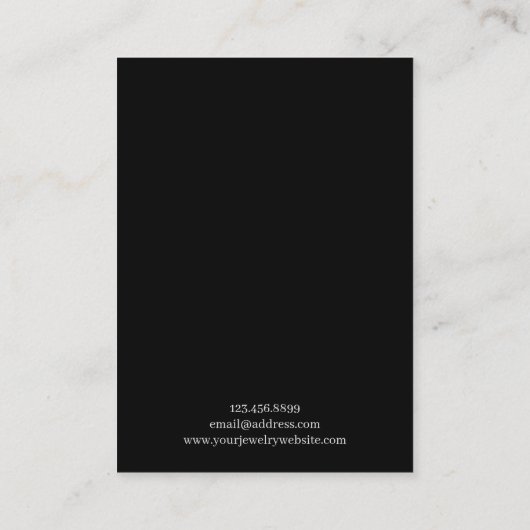 ロゴの追加ブラックイヤリングジュエリー表示カード 名刺 (裏面)