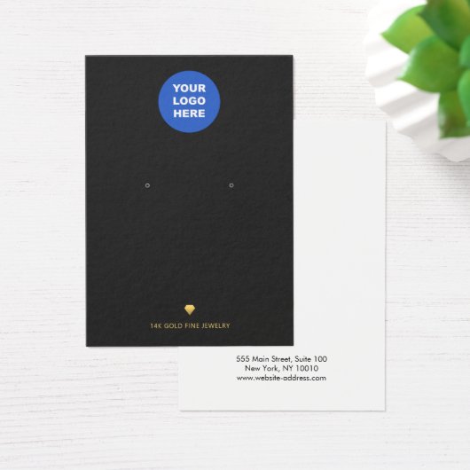 ロゴの追加ブラックイヤリングディスプレイ金ゴールドダイヤモンドアイコン (デスク)
