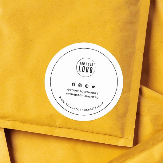 ロゴの追加ブラックソーシャル縁どメディアブランディング ラウンドシール