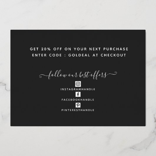 ロゴの追加ブラック金ゴールド割引カード 箔シーズンカード (裏面)