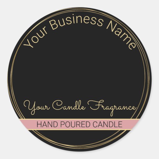 ロゴの追加ブラック&金ゴールドキャンドル製品ラベル ラウンドシール (正面)