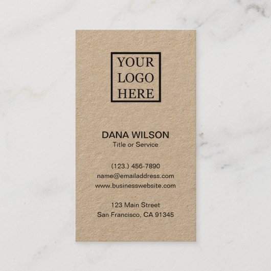 ロゴの追加プロフェッショナル垂直Kraft紙 名刺 (正面)