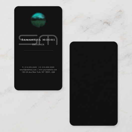 ロゴの追加プロフェッショナル白黒モノグラム 名刺 (正面/裏面)