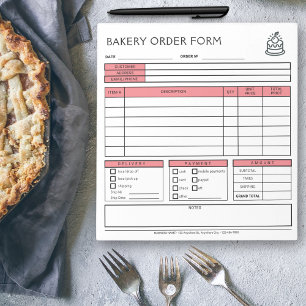 ロゴの追加ベーカリービジネスライトコーラルオーダー型枠 ノートパッド
