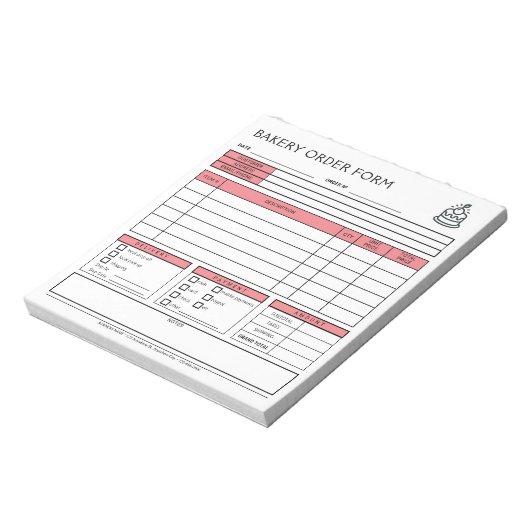 ロゴの追加ベーカリービジネスライトコーラルオーダー型枠 ノートパッド (回転)