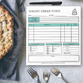 ロゴの追加ベーカリーBusiness Mint Green Order型枠 ノートパッド