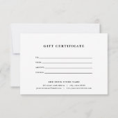 ロゴの追加ホワイトラインカスタムカラーギフト証明書 (裏面)