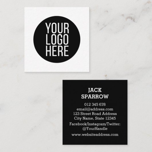 ロゴの追加ミニマリシンプルスト編集可能色 スクエア名刺 (正面/裏面)