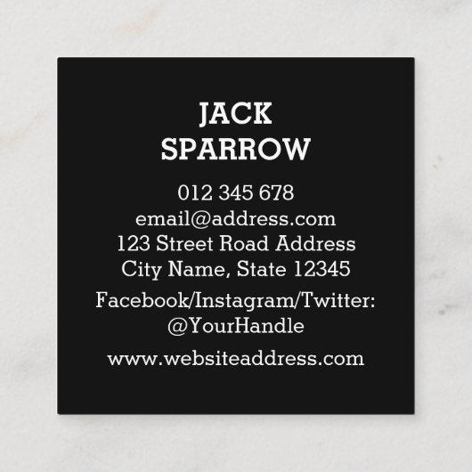 ロゴの追加ミニマリシンプルスト編集可能色 スクエア名刺 (裏面)