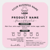 ロゴの追加モダンコテージ法フードラベルPink スクエアシール (正面)