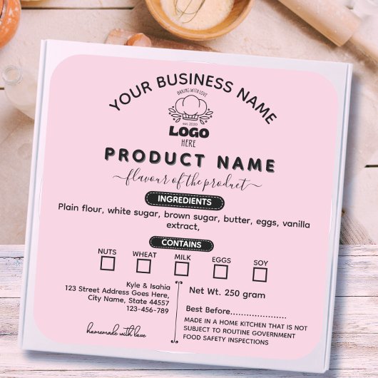 ロゴの追加モダンコテージ法フードラベルPink スクエアシール