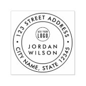 ロゴの追加ラウンドダブル縁どモダン差出人住所 セルフインキングスタンプ (デザイン)