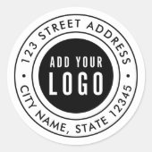 ロゴの追加ラウンドダブル縁ど差出人住所 ラウンドシール (正面)