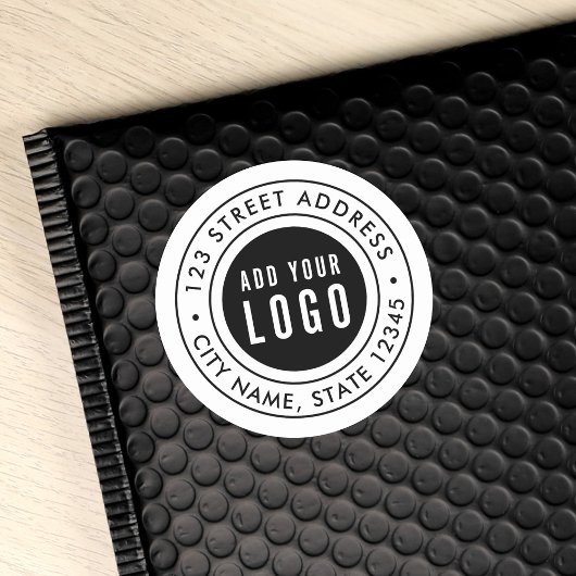 ロゴの追加ラウンドダブル縁ど差出人住所 ラウンドシール