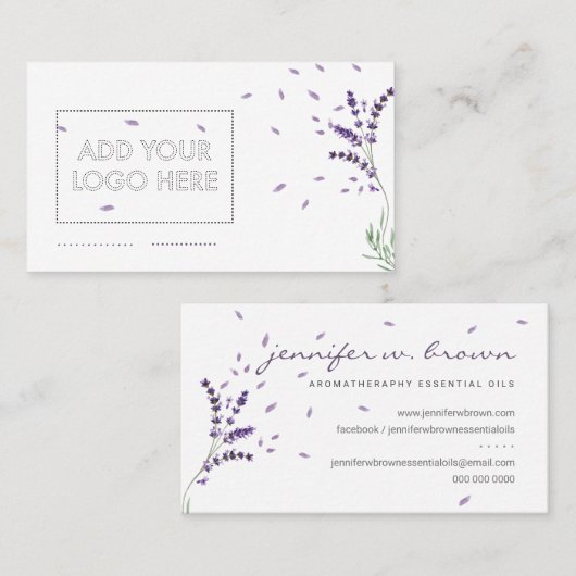 ロゴの追加ラベンダーフローラ 名刺 (正面/裏面)