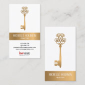 ロゴの追加実在不動産プロフェッショナルヴィンテージ鍵 名刺 (正面/裏面)