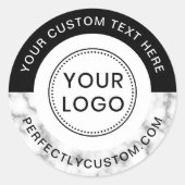 ロゴの追加文字大理石縁ど黒ビジネスイベント ラウンドシール (正面)