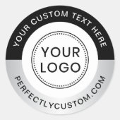 ロゴの追加文字薄いグレーのグラデーション黒ビジネス ラウンドシール (正面)