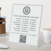 ロゴの追加文字QRコード営業時間 台座サイン (インサイチュ)