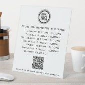 ロゴの追加文字QRコード営業時間 台座サイン (インサイチュ)