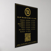 ロゴの追加文字QRコード営業時間 箔ポスター (レイダウン)