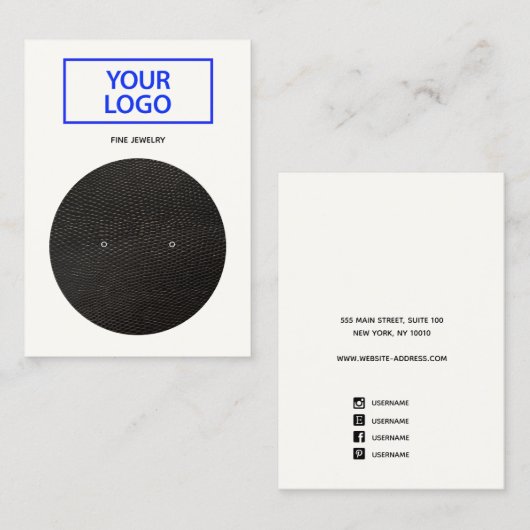 ロゴの追加白黒イヤリングディスプレイ名刺 名刺 (正面/裏面)