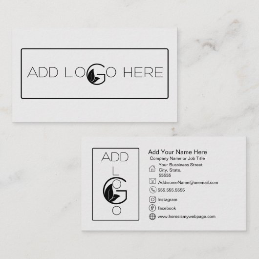 ロゴの追加白黒シンプルはっきりした名刺 名刺 (正面/裏面)