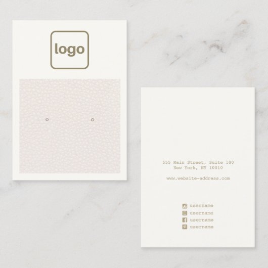 ロゴの追加赤面ピンクレザーイヤリングディスプレイ 名刺 (正面/裏面)