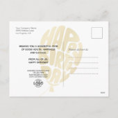 ロゴの追加金ゴールドグリッターバルーンビジネス誕生日 シーズンポストカード (裏面)