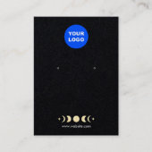 ロゴの追加金ゴールドムーンフェイズブラックイヤリングディスプレイ 名刺 (正面)