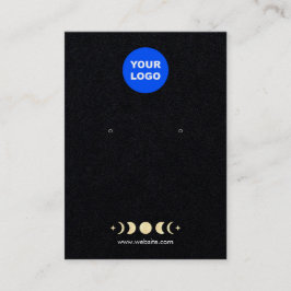 ロゴの追加金ゴールドムーンフェイズブラックイヤリングディスプレイ 名刺
