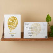 ロゴの追加金ゴールドレタリングバルーンビジネス誕生日 シーズンポストカード