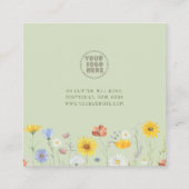 ロゴの追加、イヤリングワイルドフラワーグリーンディスプレイ スクエア名刺 (裏面)