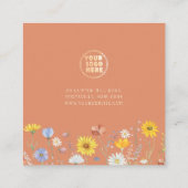 ロゴの追加、イヤリングワイルドフラワーディスプレイの保持 スクエア名刺 (裏面)