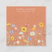 ロゴの追加、イヤリングワイルドフラワーディスプレイの保持 スクエア名刺 (正面)