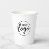 ロゴの追加 – ミニマルデザインの白い背景 紙コップ (正面)
