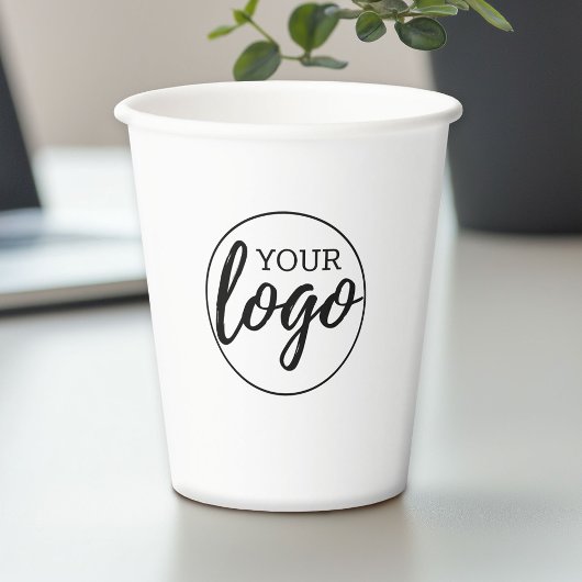 ロゴの追加 – ミニマルデザインの白い背景 紙コップ