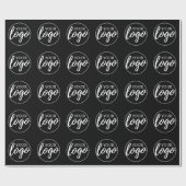 ロゴの追加 – ミニマルデザインの黒い背景 ラッピングペーパー (フラット)