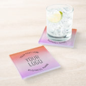 ロゴの追加 |日カラフルの入りグラデーション色 ガラスコースター (アングル)