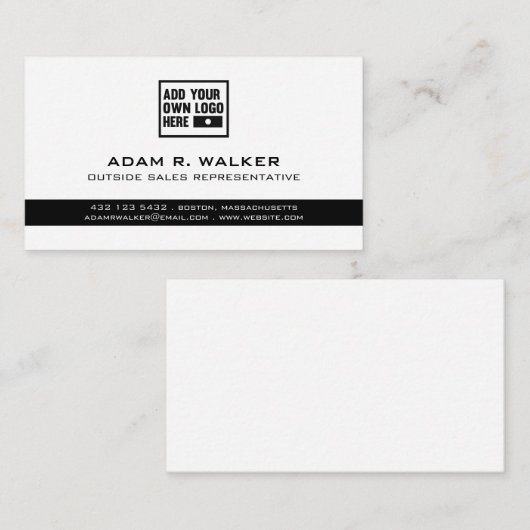 ロゴの追加|白黒 名刺 (正面/裏面)