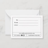 ロゴの追加（白） |ミニマリストのギフト券 ノートカード (裏面)