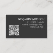 ロゴの追加、QRコードオレンジ色グレーのプレイドブランドモダン 名刺 (裏面)